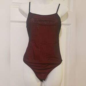Burgundy Spaghetti Strap Bodysuit Size Small